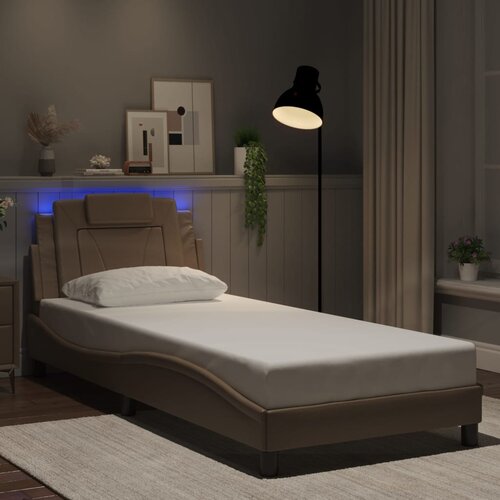 Furnova Posteljni okvir z LED lučkami kapučino 90x200 cm umetno usnje, (21935921) Slike
