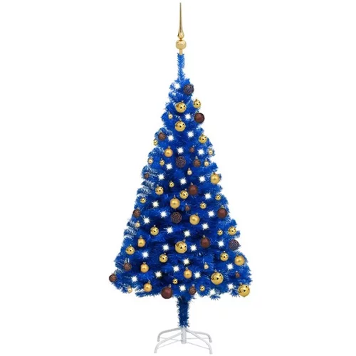  Umetna novoletna jelka z LED lučkami in bučkami modra 120 cm