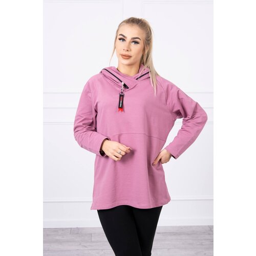 Kesi Tunic with zipper on hood Oversize dark pink Slike