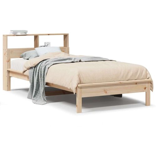 VidaXL Krevet s regalom za knjige bez madraca 90x200 cm od borovine Slike