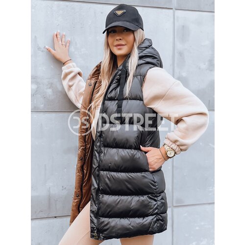 DStreet Women&amp;#039;s long quilted winter vest NOMADNECTAR black Slike