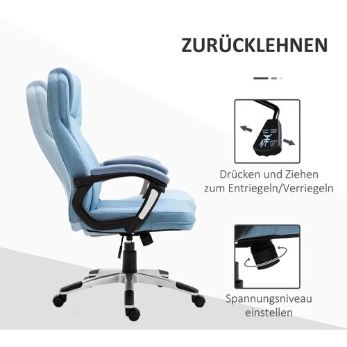  Uredska okretna stolica ergonomska podesiva svijetloplavi lan 66x75x110-120 cm Slike