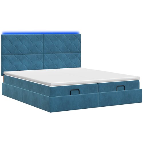  Krevet od pjene s madracem i LED-om Tamno plava 160 x 200 cm Slike