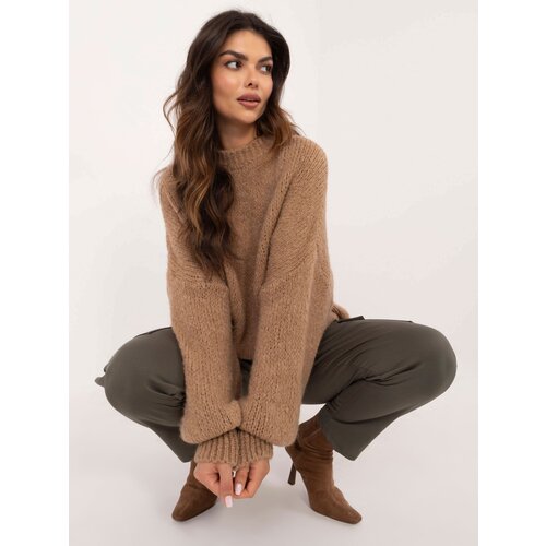 Fashion Hunters Brown women's oversized knitted sweater OCH BELLA Slike