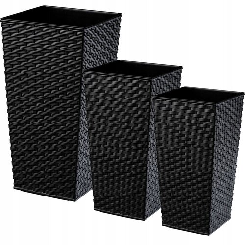 KADAX Komplet 3 vrtnih lončkov + vložki, visoki, veliki, črni 57+68+75 cm, (5000350837) Cene