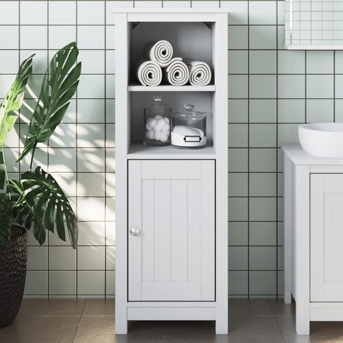 vidaXL Kopalniška omarica BERG bela 40x34x110 cm trdna borovina Cene