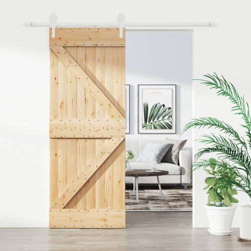 vidaXL Drsna vrata s kompletom vodil 80x210 cm trdna borovina Cene