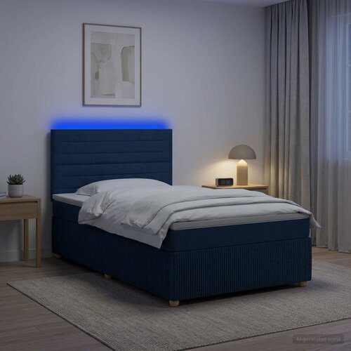  LED okvir za krevet s madracem Plava 90 x 190 cm Tkanina Cene