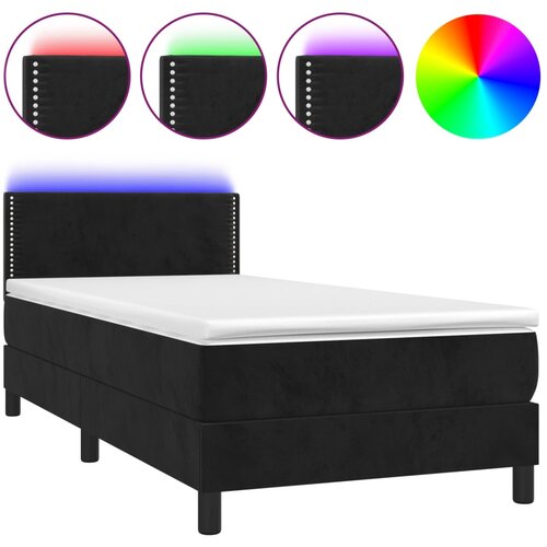 Maison Chic Box spring postelja - Vzmetna postelja z vzmetnico LED črna 100x200 cm žamet SL9758, (21906299) Cene