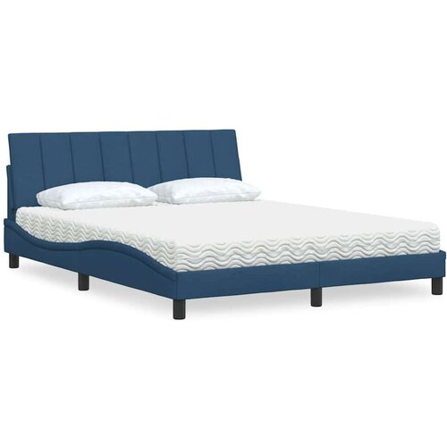  Krevet s madracem plavi 160x200 cm od tkanine - Plava 160 x 200 cm Cijene