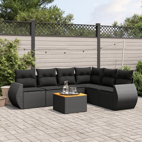  7-dijelni set vrtnih sofa od poliratana s jastucima crni Cijene