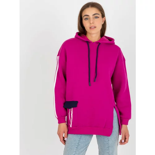 Fashionhunters Fuchsia cotton hoodie
