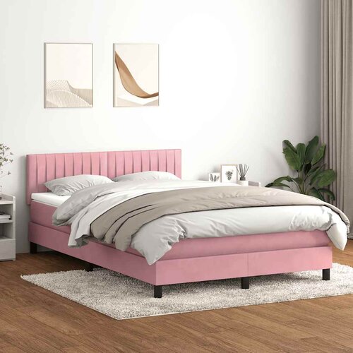 Box Spring krevet s madracem i LED ružičasti 140x220 cm bar&scaron;un Cijene
