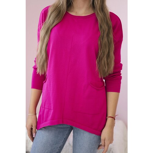 Kesi Sweater with fuchsia-colored front pockets Cene