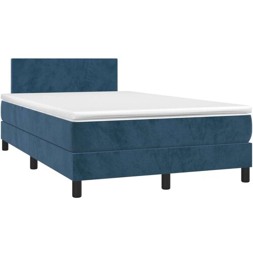  Box spring postelja z vzmetnico LED tem. modra 120x190 cm žamet Slike