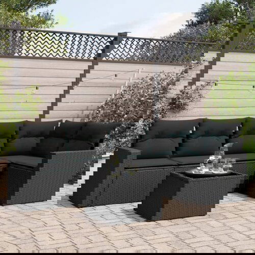 vidaXL 6-dijelni set vrtnih sofa s jastucima crni od poliratana Cijene