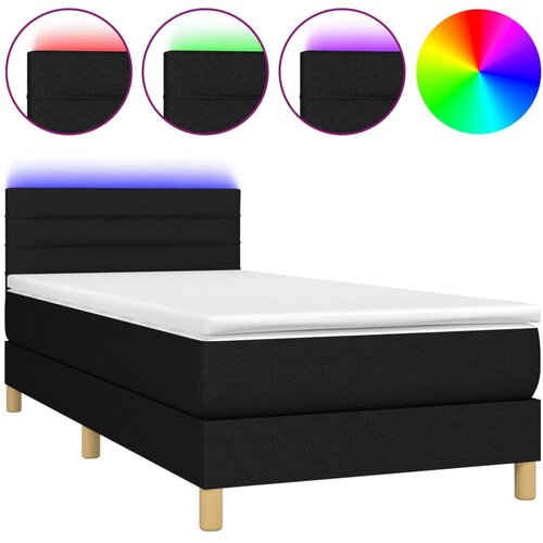 Maison Chic Box spring postelja - Vzmetna postelja z vzmetnico LED črna 90x200 cm blago SL3428, (21905891) Slike