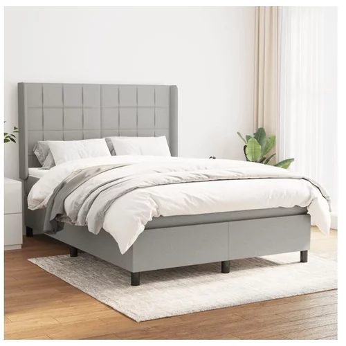 vidaXL Box spring postelja z vzmetnico svetlo siva 140x200 c