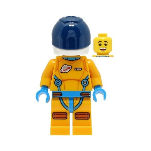Lego city cty1431 Lunar Research Astronaut - Male, Bright Light Orange and Dark Azure Suit, White Helmet, Dark Blue Visor, Open Mouth Smile Slike