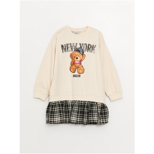 LC Waikiki Girl&amp;#039;s Dress with a Crew Neck Printed Long Sleeve Slike