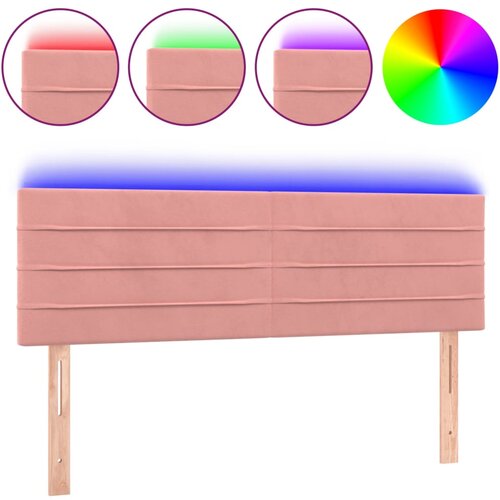 Maison Chic led posteljno vzglavje - vzglavna omarica - nočna omarica roza 144x5x78/88 cm žamet, (21713357) Cene