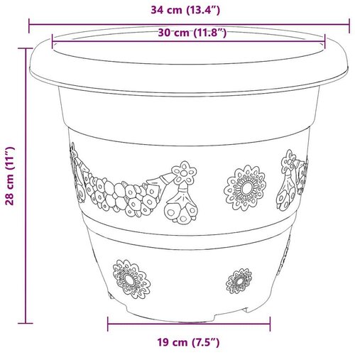  Okrugla saksija za cveće 24 pcs Crvena cigla &amp;Oslash; 26 x 21.5 cm - Crvena cigla &amp;Oslash; 22 x 18 cm 24 Slike