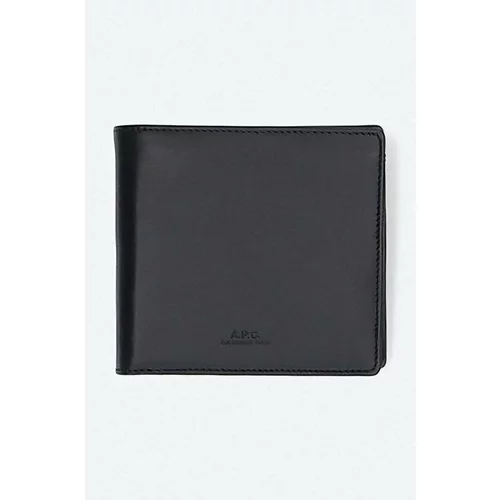 A.P.C. Kožni novčanik New Portefeuille London boja: crna, PXAWV.H63340-BLACK