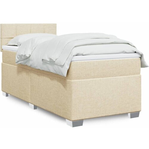 vidaXL Box spring postelja z vzmetnico krem 80x200 cm blago Cene