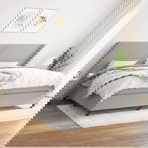 The Living Store Box spring postelja z vzmetnico svetlo siva 200x200 cm blago - Box Spring Postelja, (21517768) Cene