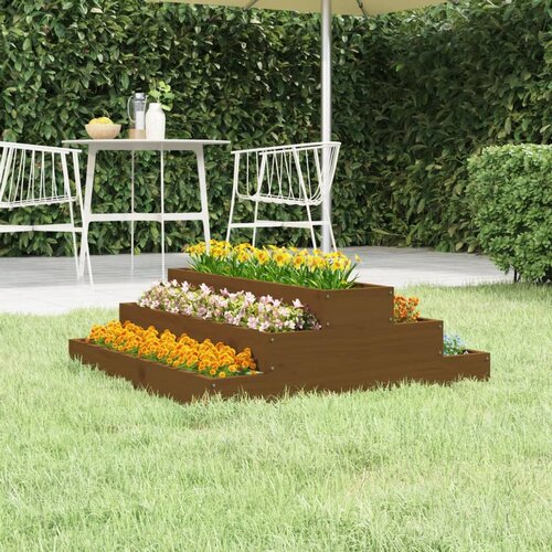  Visoka greda medeno rjava 80x80x27 cm trdna borovina Slike