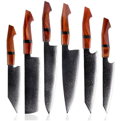 IZMAEL Set damašćanskih kuhinjskih noževa KI-35078 - 6 kom / Smeđa Cene