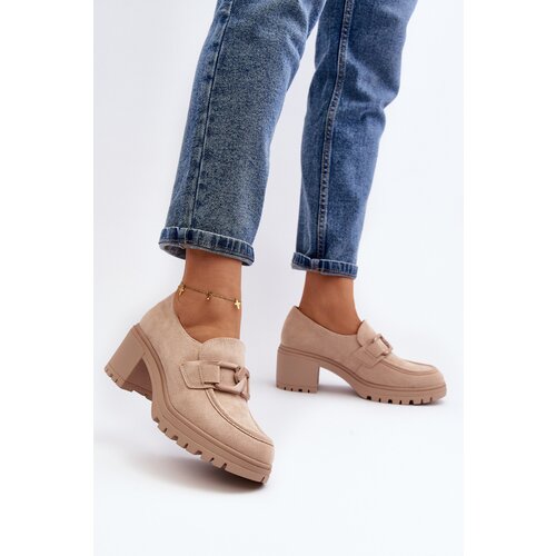 VINCEZA Suede High Heel Shoes in Beige Finley Slike