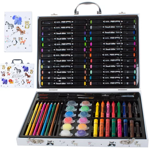  66-dijelni umjetnički set bojica i flomastera za slikanje u drvenoj kutiji