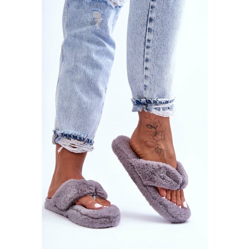 Kesi Lady's leather slippers Papcie grey Elma Slike