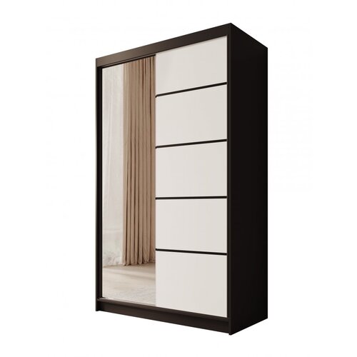 ADRK Klizni ormar Castello s ogledalom, 120 cm - CRNA-BIJELA Slike