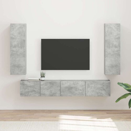  Komplet TV omaric 3 pcs Betonsko siva Konstruiran les - - Siva - 57.32 - 30 x 31 x 100 cm - 2025-vidaXL-Uvoz_2 Cene