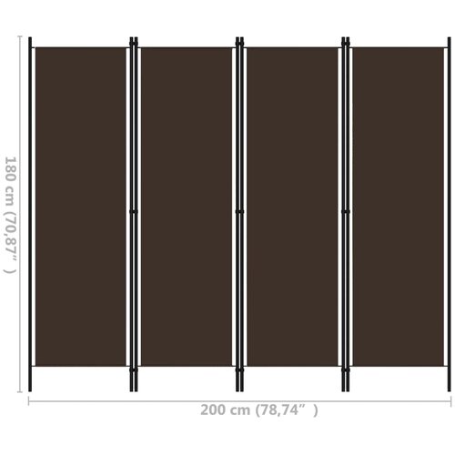  pregrada s 4 panela smeđa 200 x 180 cm Slike