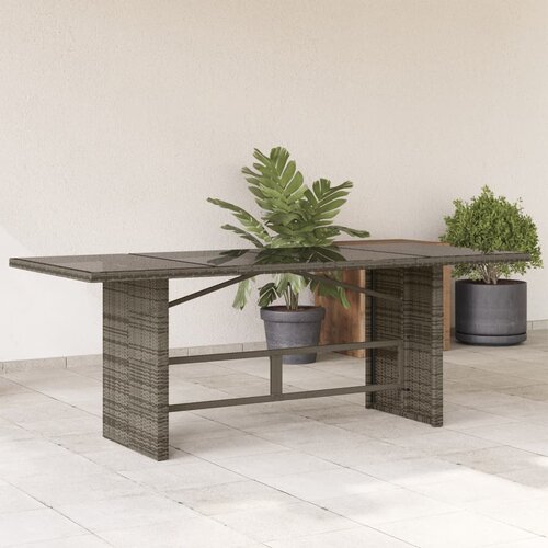  The Living Store Vrtna miza s stekleno plo&amp;scaron;čo siva 190x80x75 cm poli ratan - Vrtna Miza, (21458618) Slike
