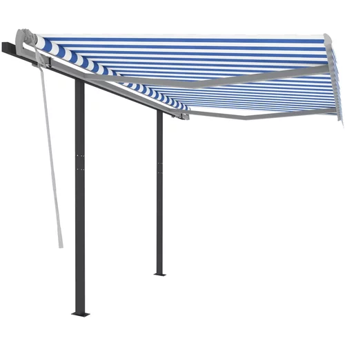 Tenda na ručno uvlačenje sa stupovima 3 x 2,5 m plavo-bijela