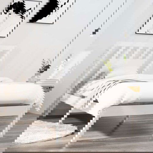  Posteljni okvir bel iz trdnega lesa 90x190 cm 3FT, (20906091) Cene