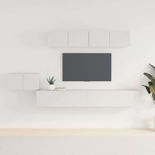  5-dijelni set TV ormarića bijeli od konstruiranog drva Slike