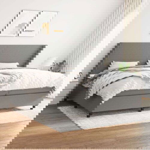  Box spring postelja z vzmetnico temno siva 200x200 cm blago, (20761038) Cene