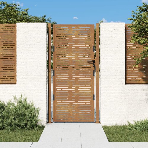 vidaXL Vrtna vrata 105x180 cm corten jeklo kvadraten dizajn Cene
