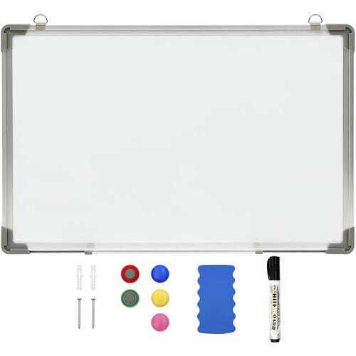 VidaXL Magnetna pi&amp;scaron;i-bri&amp;scaron;i tabla bela 50x35 cm jeklo Slike