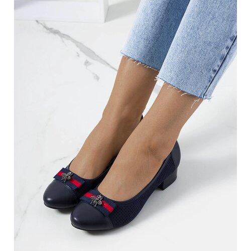 Gemre Navy blue lace pumps Seema Slike