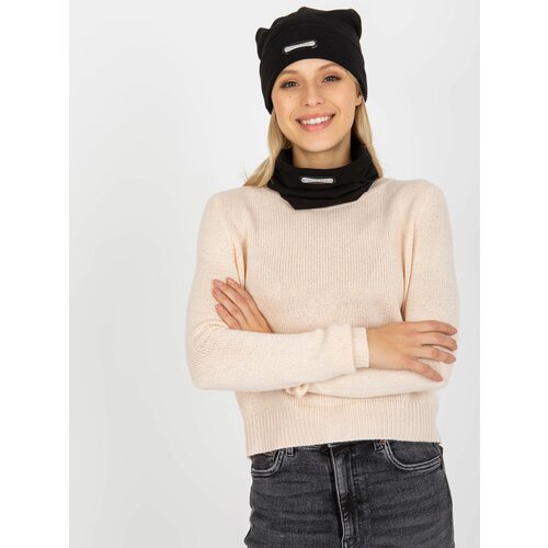 Fashion Hunters Black two-piece winter set with cap Slike