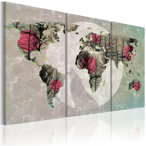  Slika - Map of the World: Full moon - triptych 120x80