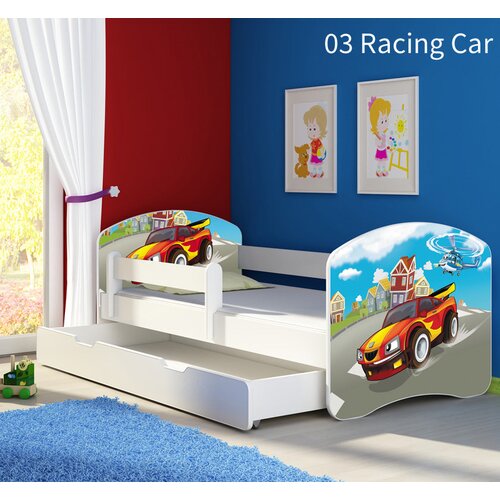  Otro&scaron;ka postelja ACMA z motivom, stransko bela + predal 140x70 cm 03 Racing Car Cene