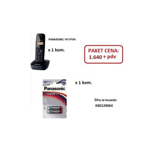 Panasonic PAKET telefon KX-TG1611FXH + AAA baterije Slike
