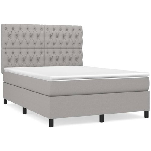 VidaXL Box spring postelja z vzmetnico svetlo siva 140x200 cm blago, (20723286) Slike